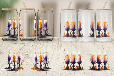 Glass Can Wrap Candlesticks Halloween Sublimation artnoy 