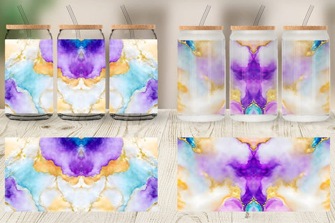 Glass Can Wrap Colorful Alcohol Ink Texture Sublimation artnoy 