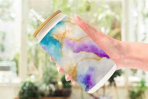 Glass Can Wrap Colorful Alcohol Ink Texture Sublimation artnoy 