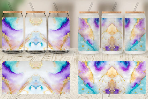 Glass Can Wrap Colorful Alcohol Ink Texture Sublimation artnoy 