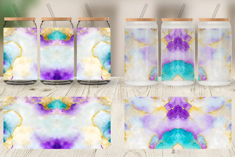 Glass Can Wrap Colorful Alcohol Ink Texture Sublimation artnoy 