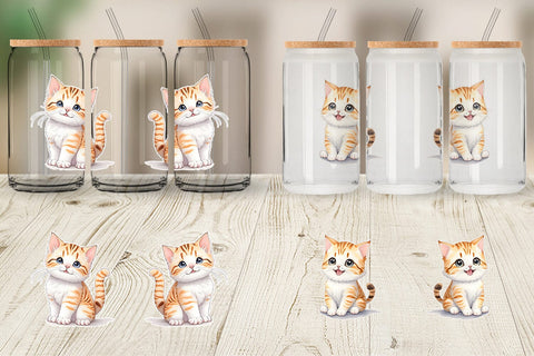 Glass Can Wrap Cute Baby Cat Sublimation artnoy 