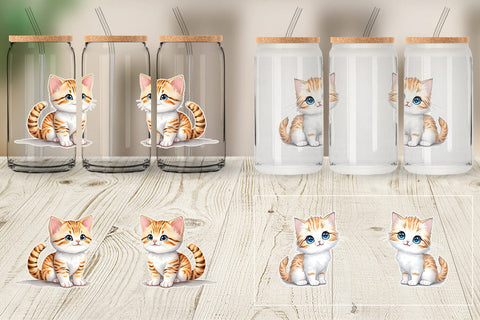 Glass Can Wrap Cute Baby Cat Sublimation artnoy 
