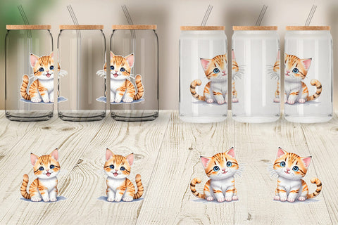 Glass Can Wrap Cute Baby Cat Sublimation artnoy 