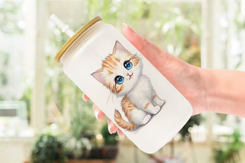 Glass Can Wrap Cute Baby Cat Sublimation artnoy 