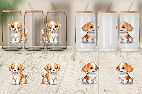 Glass Can Wrap Cute Baby Dog Sublimation artnoy 