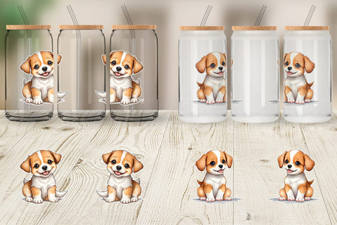 Glass Can Wrap Cute Baby Dog Sublimation artnoy 