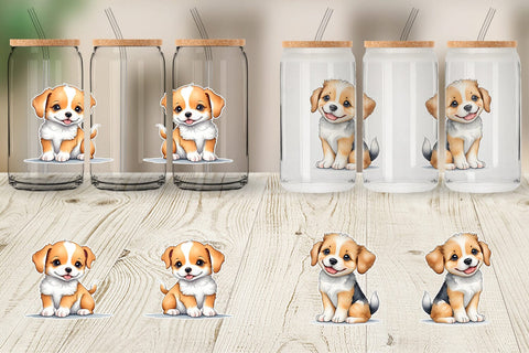 Glass Can Wrap Cute Baby Dog Sublimation artnoy 