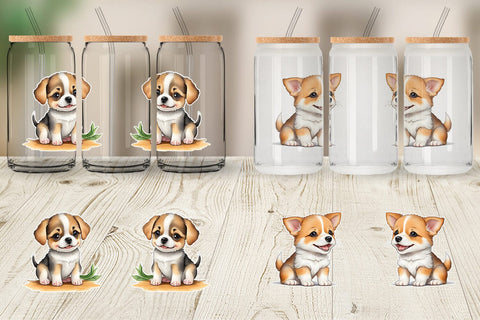 Glass Can Wrap Cute Baby Dog Sublimation artnoy 