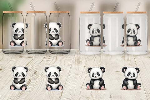 Glass Can Wrap Cute Baby Panda Sublimation artnoy 