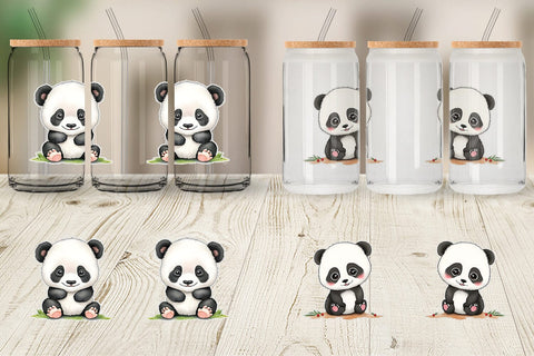 Glass Can Wrap Cute Baby Panda Sublimation artnoy 