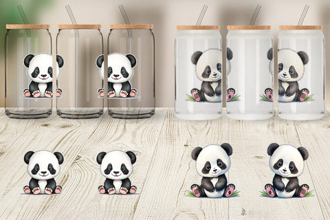 Glass Can Wrap Cute Baby Panda Sublimation artnoy 