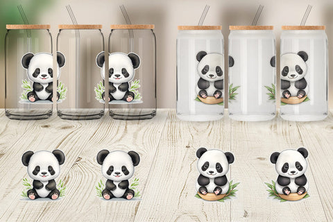 Glass Can Wrap Cute Baby Panda Sublimation artnoy 