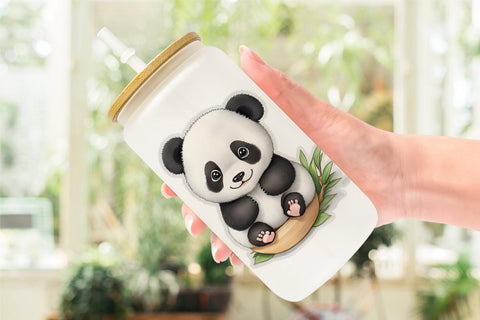 Glass Can Wrap Cute Baby Panda Sublimation artnoy 