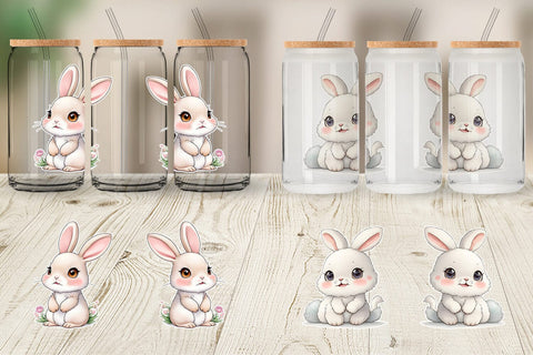 Glass Can Wrap Cute Baby Rabbit Sublimation artnoy 