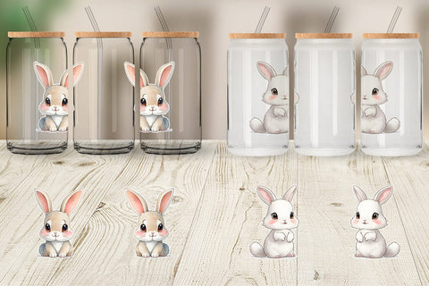 Glass Can Wrap Cute Baby Rabbit Sublimation artnoy 