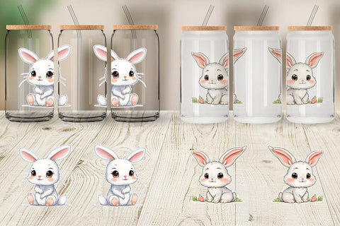 Glass Can Wrap Cute Baby Rabbit Sublimation artnoy 