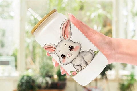 Glass Can Wrap Cute Baby Rabbit Sublimation artnoy 