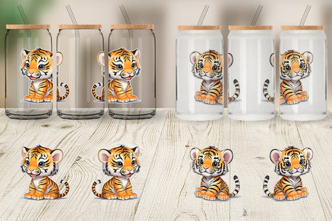 Glass Can Wrap Cute Baby Tiger Sublimation artnoy 