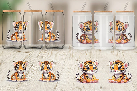 Glass Can Wrap Cute Baby Tiger Sublimation artnoy 