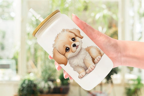 Glass Can Wrap Cute Puppy Sublimation artnoy 