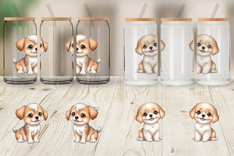 Glass Can Wrap Cute Puppy Sublimation artnoy 