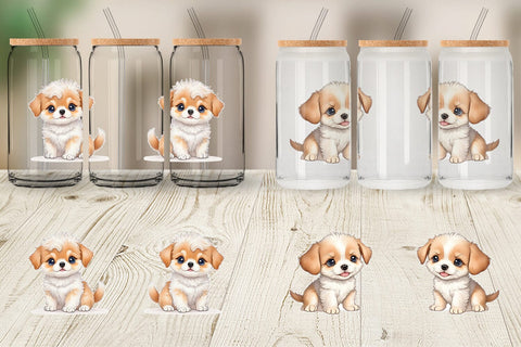 Glass Can Wrap Cute Puppy Sublimation artnoy 