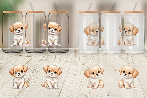 Glass Can Wrap Cute Puppy Sublimation artnoy 