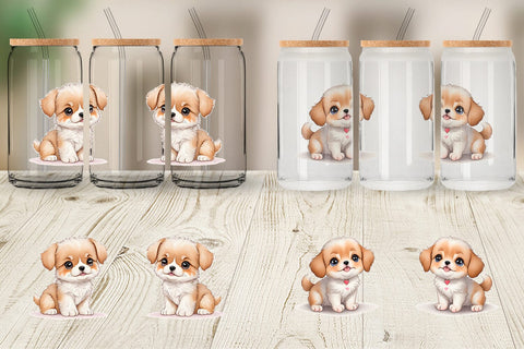 Glass Can Wrap Cute Puppy Sublimation artnoy 