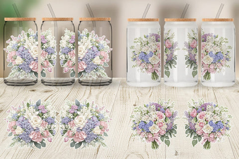 Glass Can Wrap Floral Bouquet Sublimation artnoy 