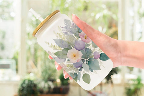 Glass Can Wrap Floral Bouquet Sublimation artnoy 