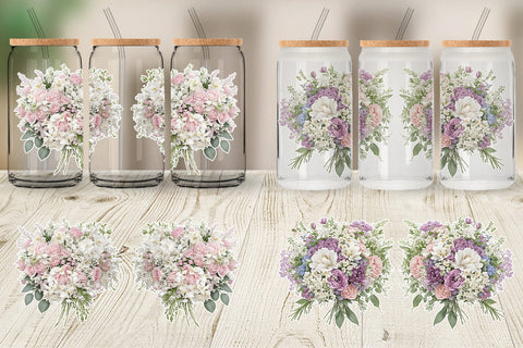 Glass Can Wrap Floral Bouquet Sublimation artnoy 