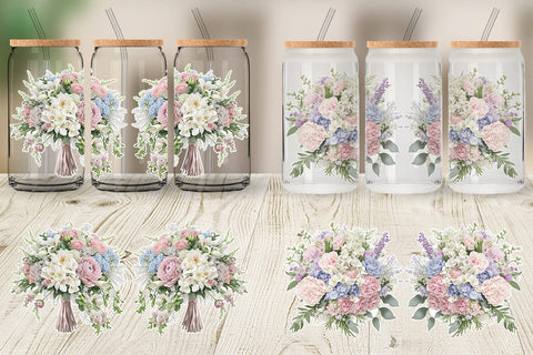 Glass Can Wrap Floral Bouquet Sublimation artnoy 