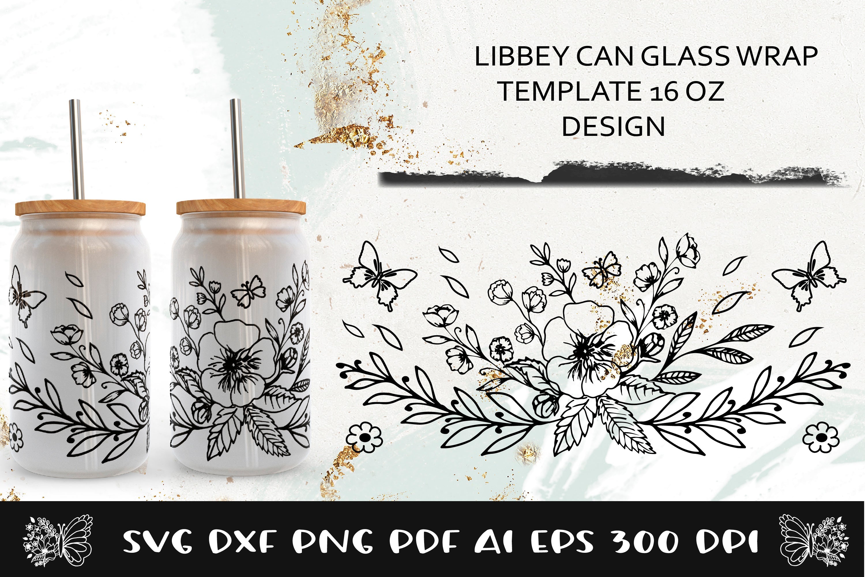 16oz Glass Can Wrap SVG Libbey Can Glass Full Wrap design