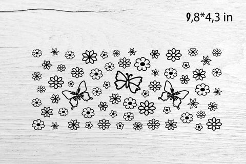 Glass Can Wrap Flower SVG. Libbey Glass Can Full Wrap. SVG Samaha Design 