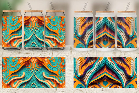 Glass Can Wrap Fluid art Vibrant Color Sublimation artnoy 