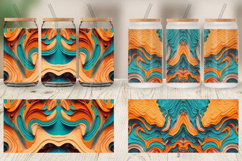 Glass Can Wrap Fluid art Vibrant Color Sublimation artnoy 