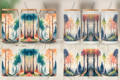 Glass Can Wrap Forests Landscape Sublimation artnoy 