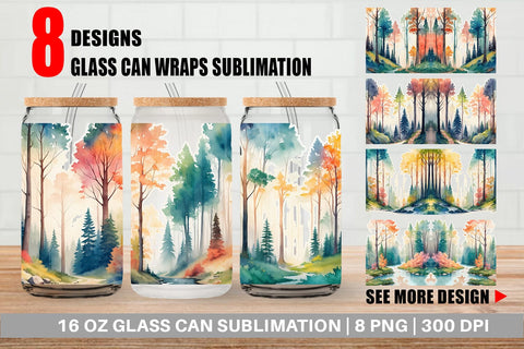 Glass Can Wrap Forests Landscape Sublimation artnoy 