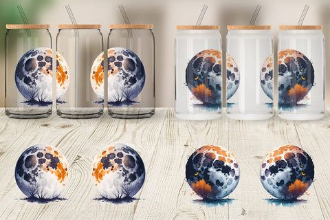 Glass Can Wrap Full Moon Halloween Sublimation artnoy 