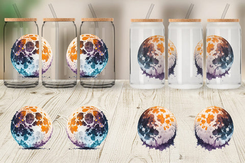Glass Can Wrap Full Moon Halloween Sublimation artnoy 