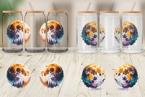 Glass Can Wrap Full Moon Halloween Sublimation artnoy 