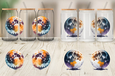 Glass Can Wrap Full Moon Halloween Sublimation artnoy 