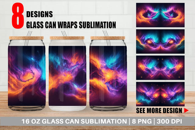 Glass Can Wrap Galaxy Space Dynamic Color Sublimation artnoy 