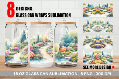 Glass Can Wrap Gardens and Flowers Sublimation artnoy 