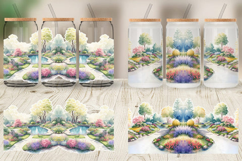Glass Can Wrap Gardens and Flowers Sublimation artnoy 