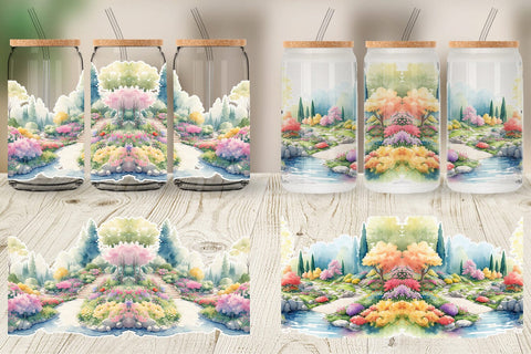 Glass Can Wrap Gardens and Flowers Sublimation artnoy 