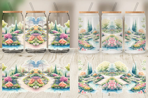 Glass Can Wrap Gardens and Flowers Sublimation artnoy 