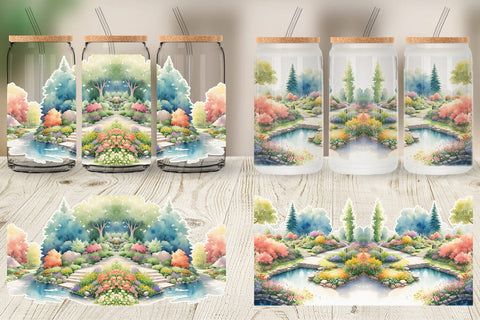 Glass Can Wrap Gardens and Flowers Sublimation artnoy 