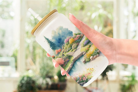 Glass Can Wrap Gardens and Flowers Sublimation artnoy 